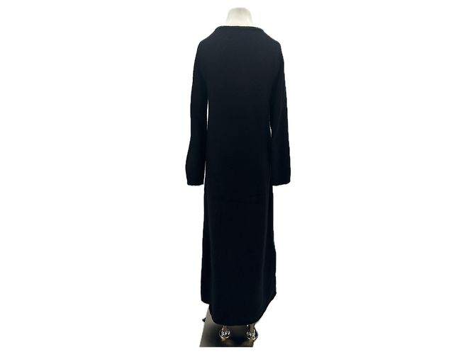 Autre Marque Langes Kleid aus schwarzer Wolle - Ansicht 2