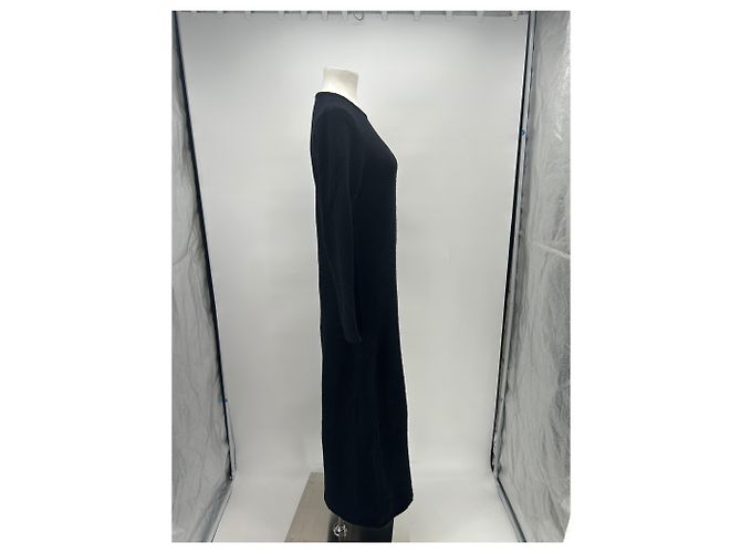 Autre Marque Langes Kleid aus schwarzer Wolle - Ansicht 3