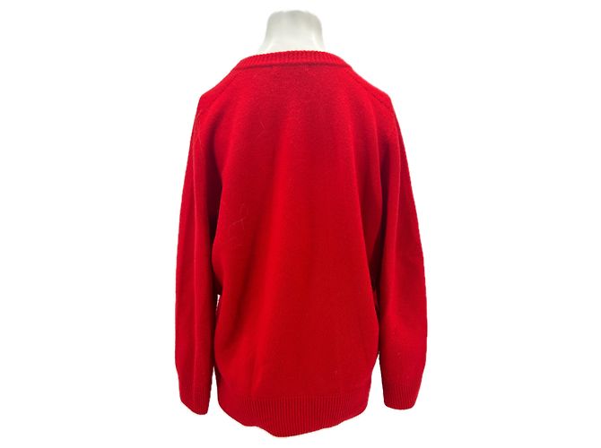 Autre Marque Suéter vermelho de lã com decote em v - vista 2