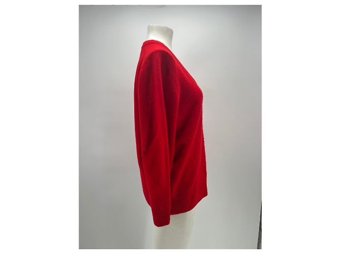 Autre Marque Suéter vermelho de lã com decote em v - vista 3