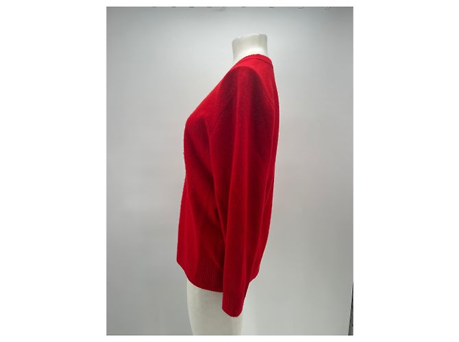 Autre Marque Suéter vermelho de lã com decote em v - vista 4