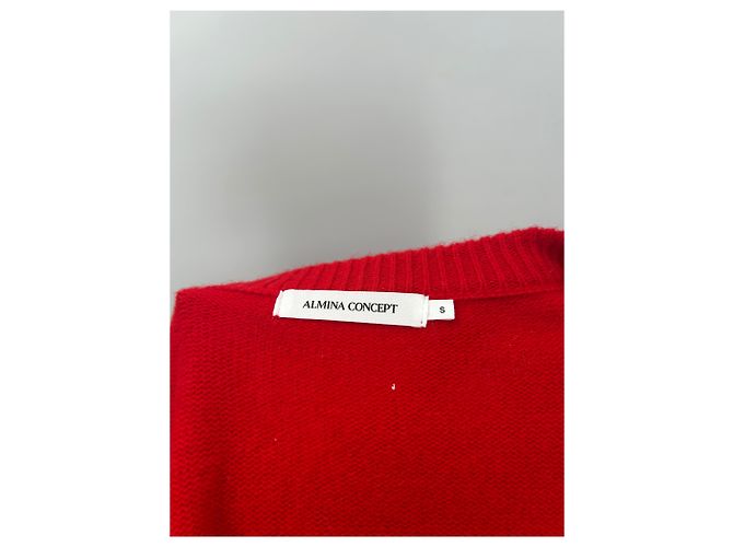 Autre Marque Suéter vermelho de lã com decote em v - vista 6