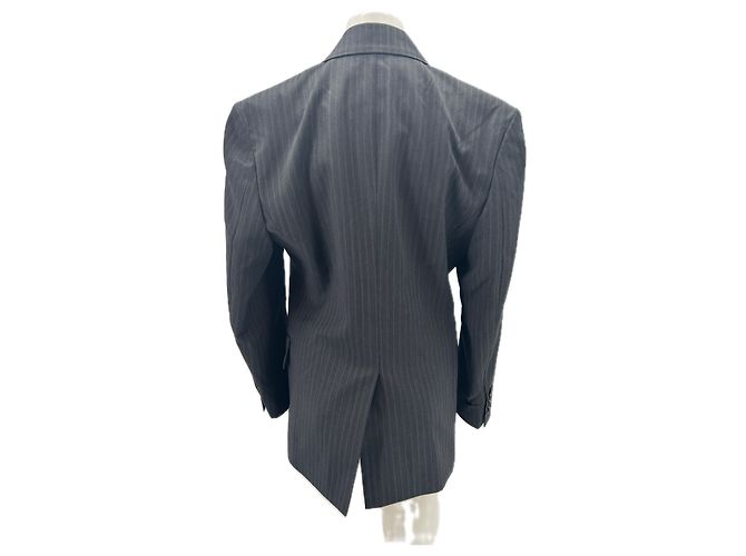 Autre Marque Blazer gris rayado con hombreras de lana - vista 2