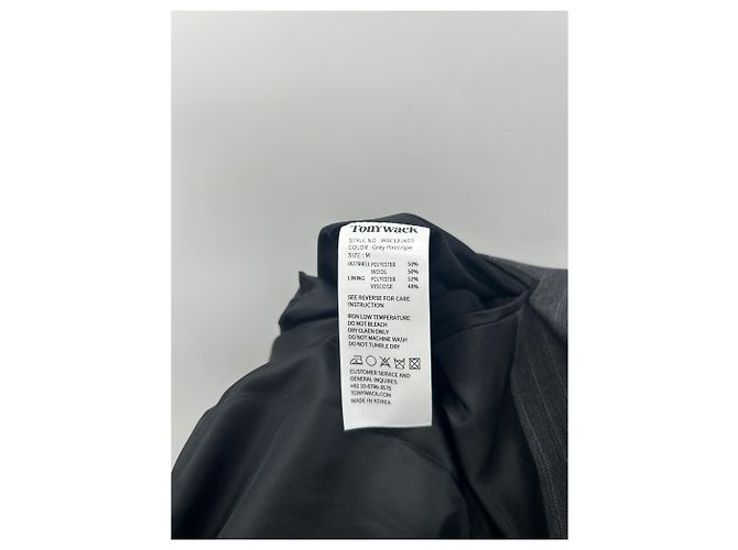 Autre Marque Blazer gris rayado con hombreras de lana - vista 5