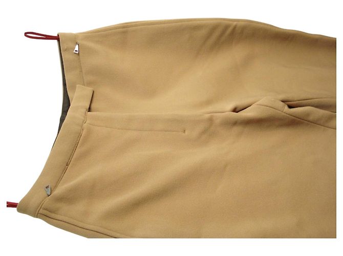 Pantalones de nylon beige tan con logo rojo Prada Linea Rossa Roja - vista 3