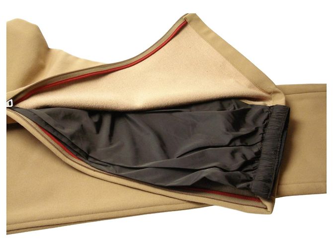 Pantalones de nylon beige tan con logo rojo Prada Linea Rossa Roja - vista 4