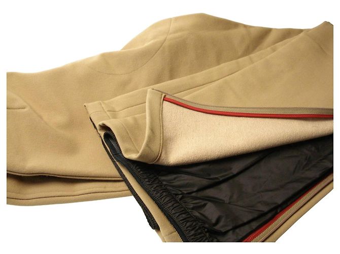 Pantalones de nylon beige tan con logo rojo Prada Linea Rossa Roja - vista 5