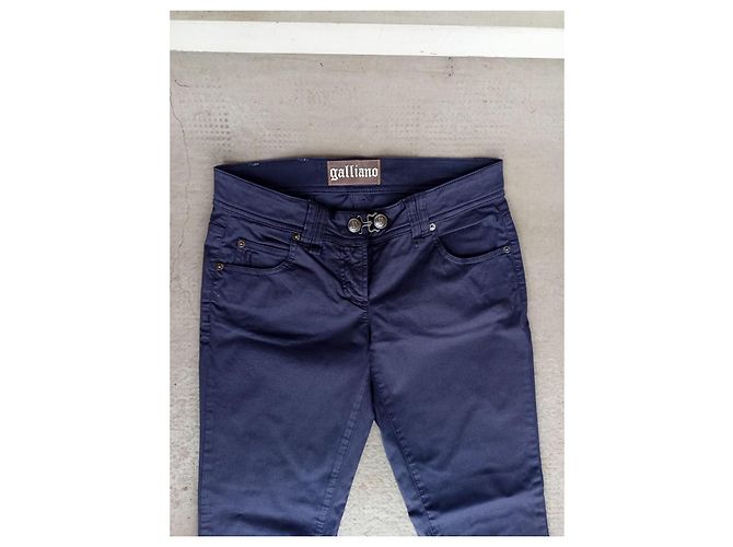 Vaqueros Galliano Azul Marino Algodón Elastano Tiro Bajo - vista 2