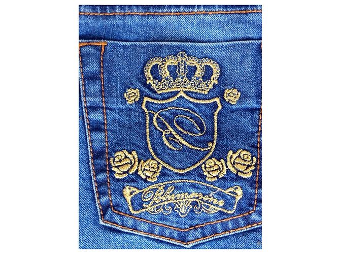Jeans Blumarine Blu con Strass Swarovski e Ricami - vista 11