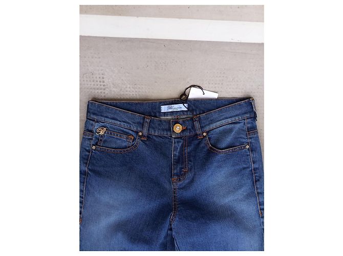 Jeans Blumarine Blu con Strass Swarovski e Ricami - vista 2