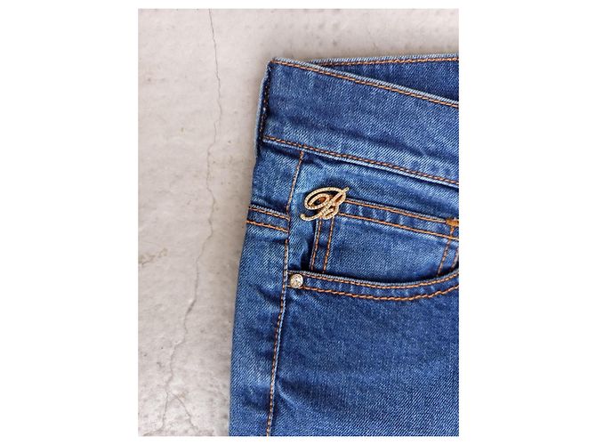 Jeans Blumarine Blu con Strass Swarovski e Ricami - vista 3