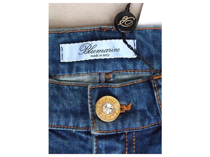 Jeans Blumarine Blu con Strass Swarovski e Ricami - vista 4