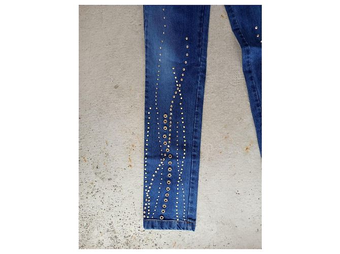 Jeans Blumarine Blu con Strass Swarovski e Ricami - vista 5