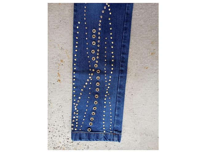 Jeans Blumarine Blu con Strass Swarovski e Ricami - vista 6