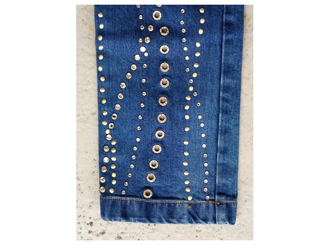Jeans Blumarine Blu con Strass Swarovski e Ricami - vista 7