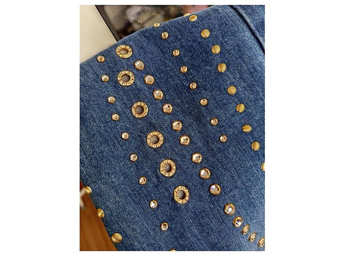 Jeans Blumarine Blu con Strass Swarovski e Ricami - vista 8