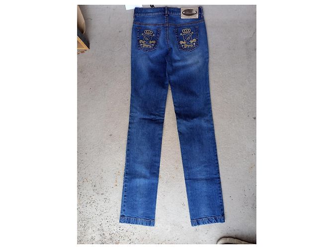 Jeans Blumarine Blu con Strass Swarovski e Ricami - vista 9