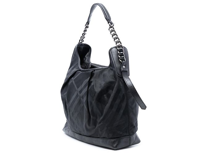 Borsa a spalla in nylon a quadri tonali neri Burberry Nero - vista 2