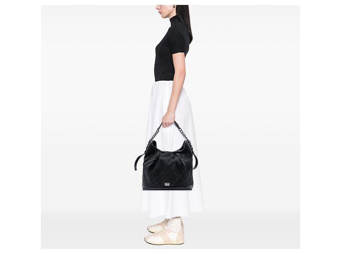 Borsa a spalla in nylon a quadri tonali neri Burberry Nero - vista 7