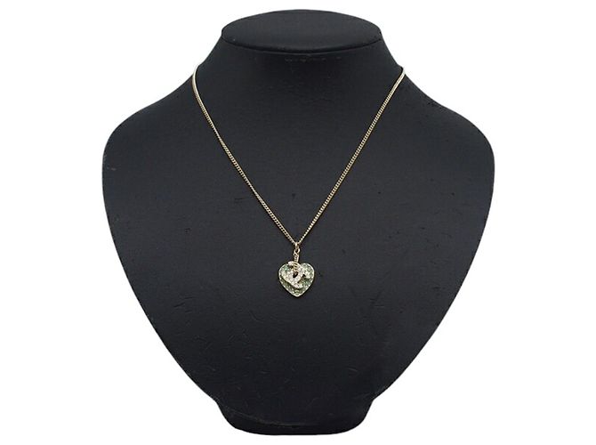 Collana pendente a forma di cuore e logo CC in strass placcato oro di Chanel D'oro - vista 10
