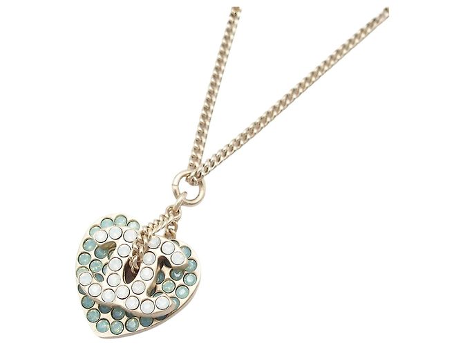 Collana pendente a forma di cuore e logo CC in strass placcato oro di Chanel D'oro - vista 2