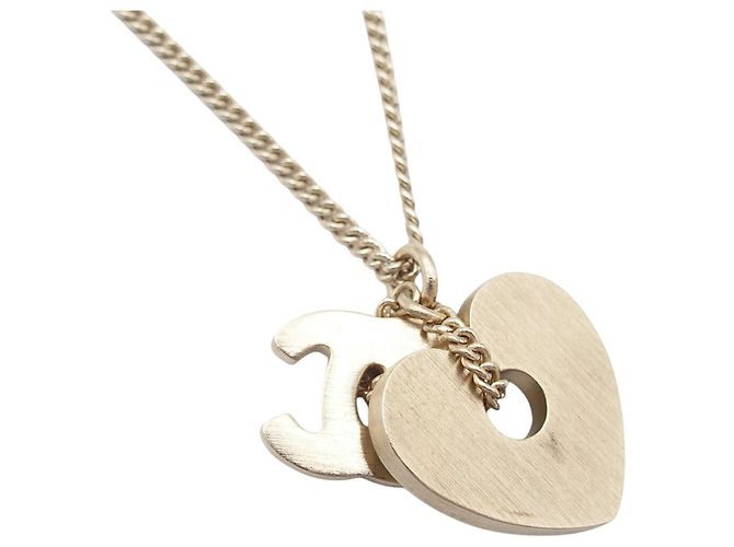 Collana pendente a forma di cuore e logo CC in strass placcato oro di Chanel D'oro - vista 4
