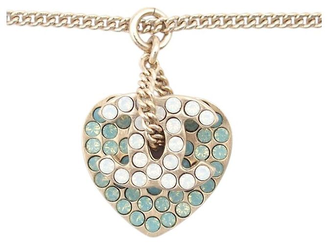 Collana pendente a forma di cuore e logo CC in strass placcato oro di Chanel D'oro - vista 5