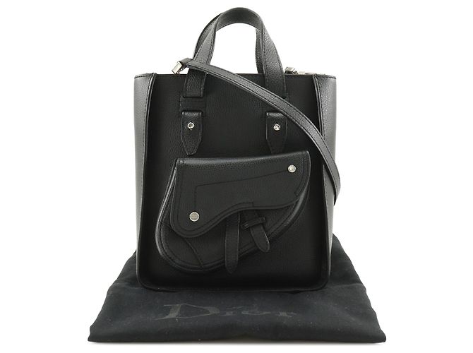 Borsa Saddle mini in pelle di vitello grana nera Dior Nero - vista 13