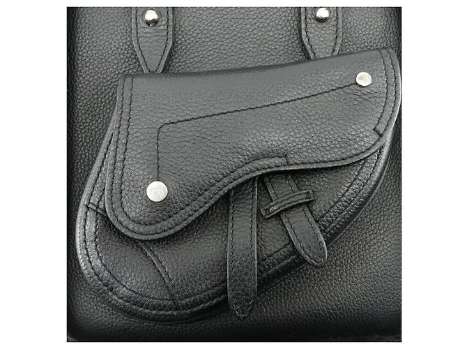 Borsa Saddle mini in pelle di vitello grana nera Dior Nero - vista 4