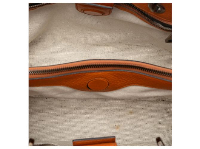 Bamboo Bolsa shopper média em couro de bezerro laranja com bambu Gucci - vista 4