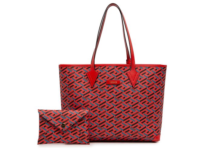 Bolso Tote La Greca de lona recubierta roja de Versace - vista 12
