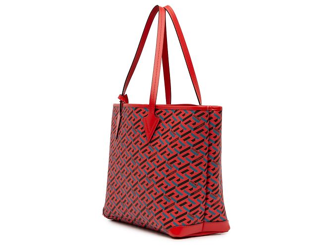 Bolso Tote La Greca de lona recubierta roja de Versace - vista 2
