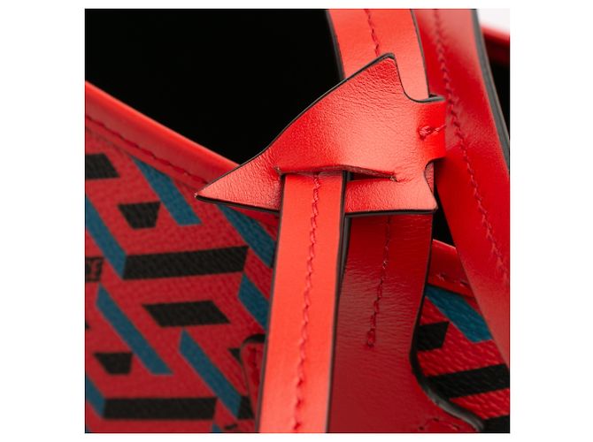 Bolso Tote La Greca de lona recubierta roja de Versace - vista 9