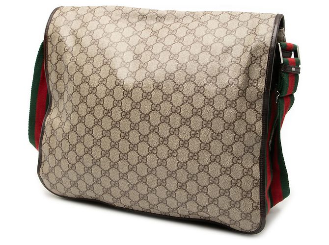 Borsa a tracolla Gucci GG Supreme Web marrone Beige - vista 2