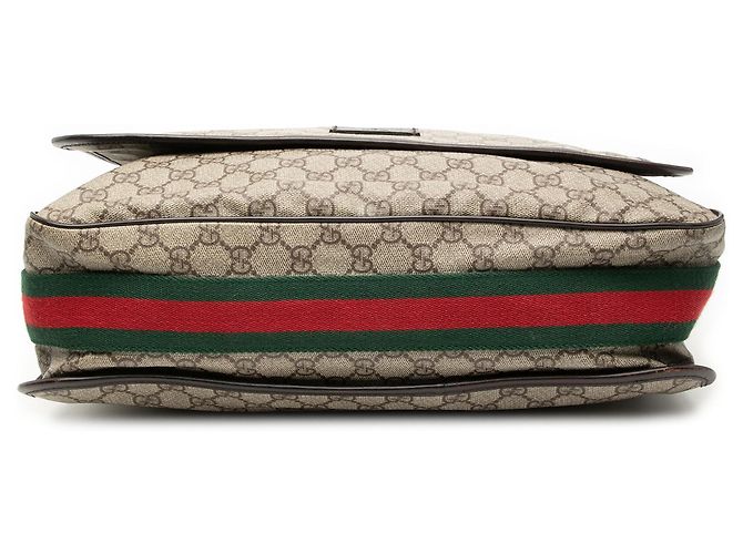 Borsa a tracolla Gucci GG Supreme Web marrone Beige - vista 3
