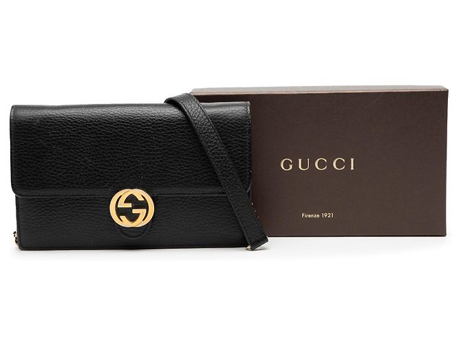 Gucci Black Dollar Kalbsleder Interlocking G Wallet on Chain Schwarz - Ansicht 8