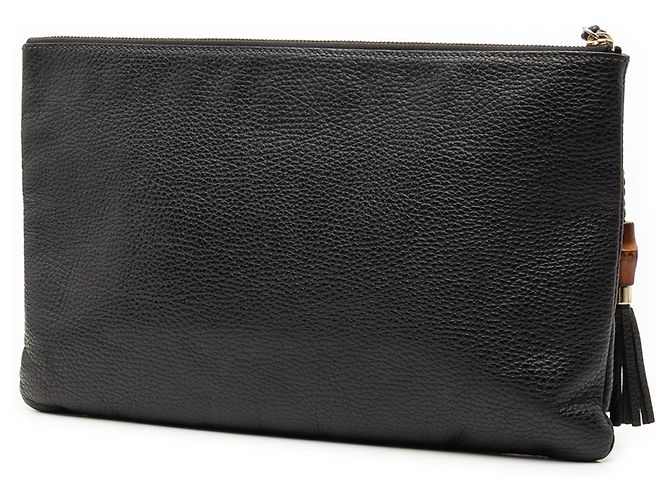 Bamboo Clutch de couro de bezerro preto Gucci com tassel de bambu - vista 2