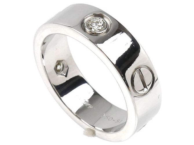 Cartier 18K Weißgold Love Halb-Diamant Bandring - Ansicht 2