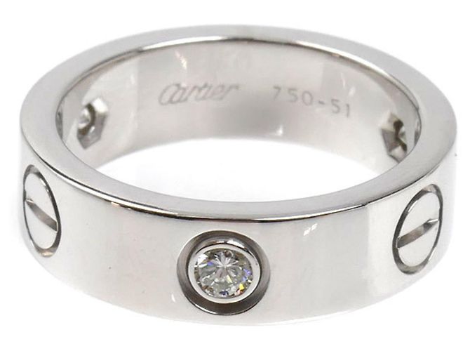 Cartier 18K Weißgold Love Halb-Diamant Bandring - Ansicht 3