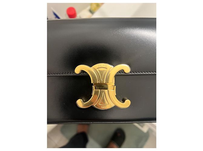 Borsa a mano Saint Laurent Triomphe Long in pelle nera Nero - vista 10