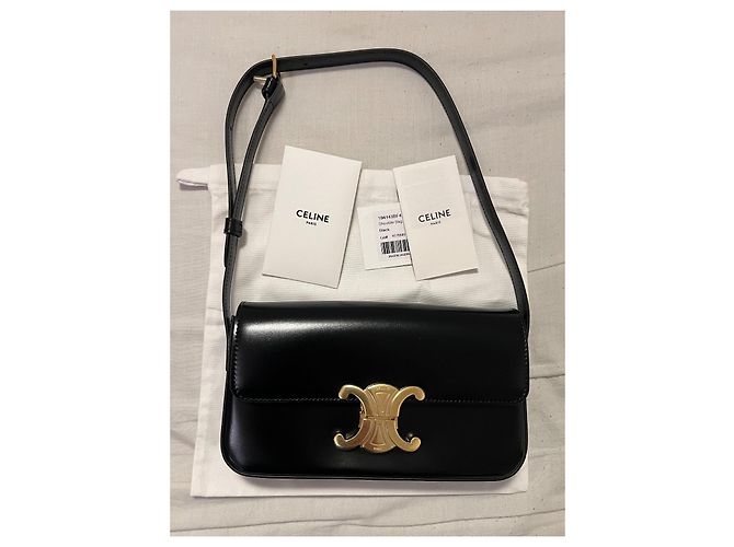 Borsa a mano Saint Laurent Triomphe Long in pelle nera Nero - vista 2