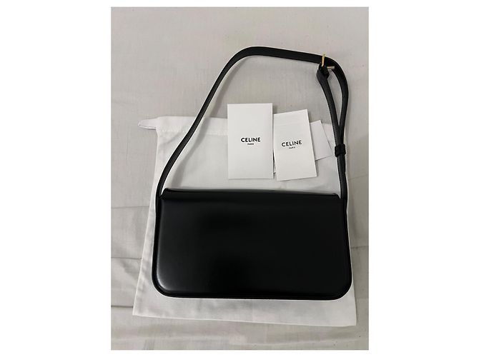 Borsa a mano Saint Laurent Triomphe Long in pelle nera Nero - vista 3