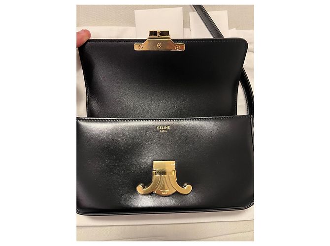 Borsa a mano Saint Laurent Triomphe Long in pelle nera Nero - vista 4
