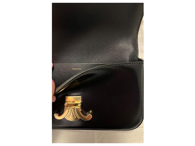 Borsa a mano Saint Laurent Triomphe Long in pelle nera Nero - vista 5