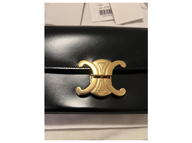 Borsa a mano Saint Laurent Triomphe Long in pelle nera Nero - vista 8