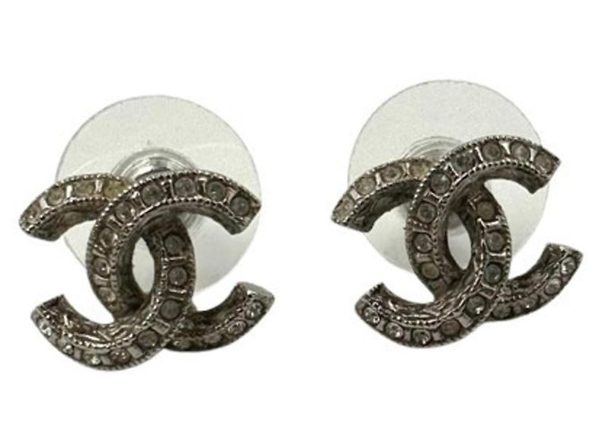 Chanel Coco Mark Strass Ohrstecker Silber - Ansicht 2