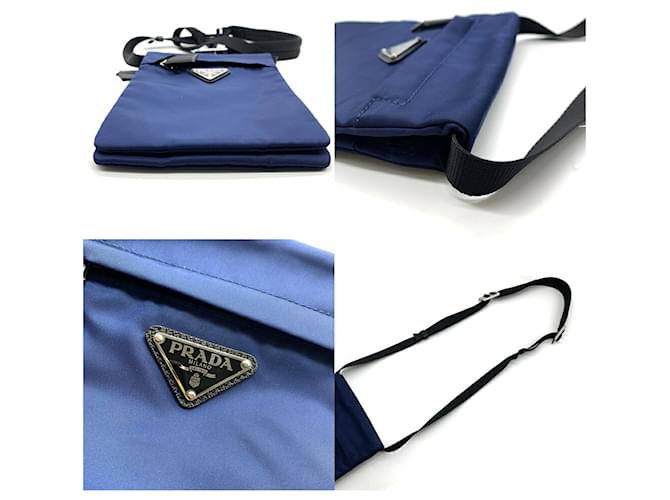 Borsa a Spalla Triangle in Nylon Prada Blu - vista 3