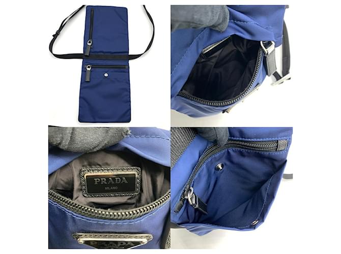 Borsa a Spalla Triangle in Nylon Prada Blu - vista 4