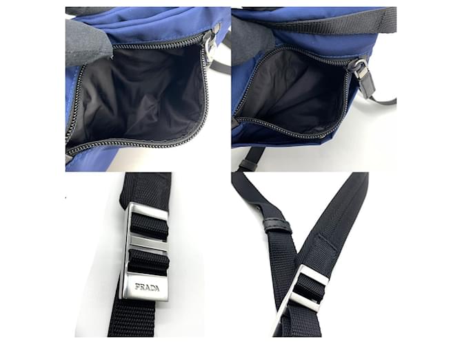 Borsa a Spalla Triangle in Nylon Prada Blu - vista 5