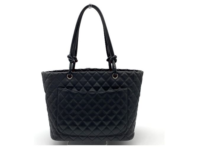 Große Tote Bag Chanel Cambon Line Coco Mark Schwarz Pink - Ansicht 2